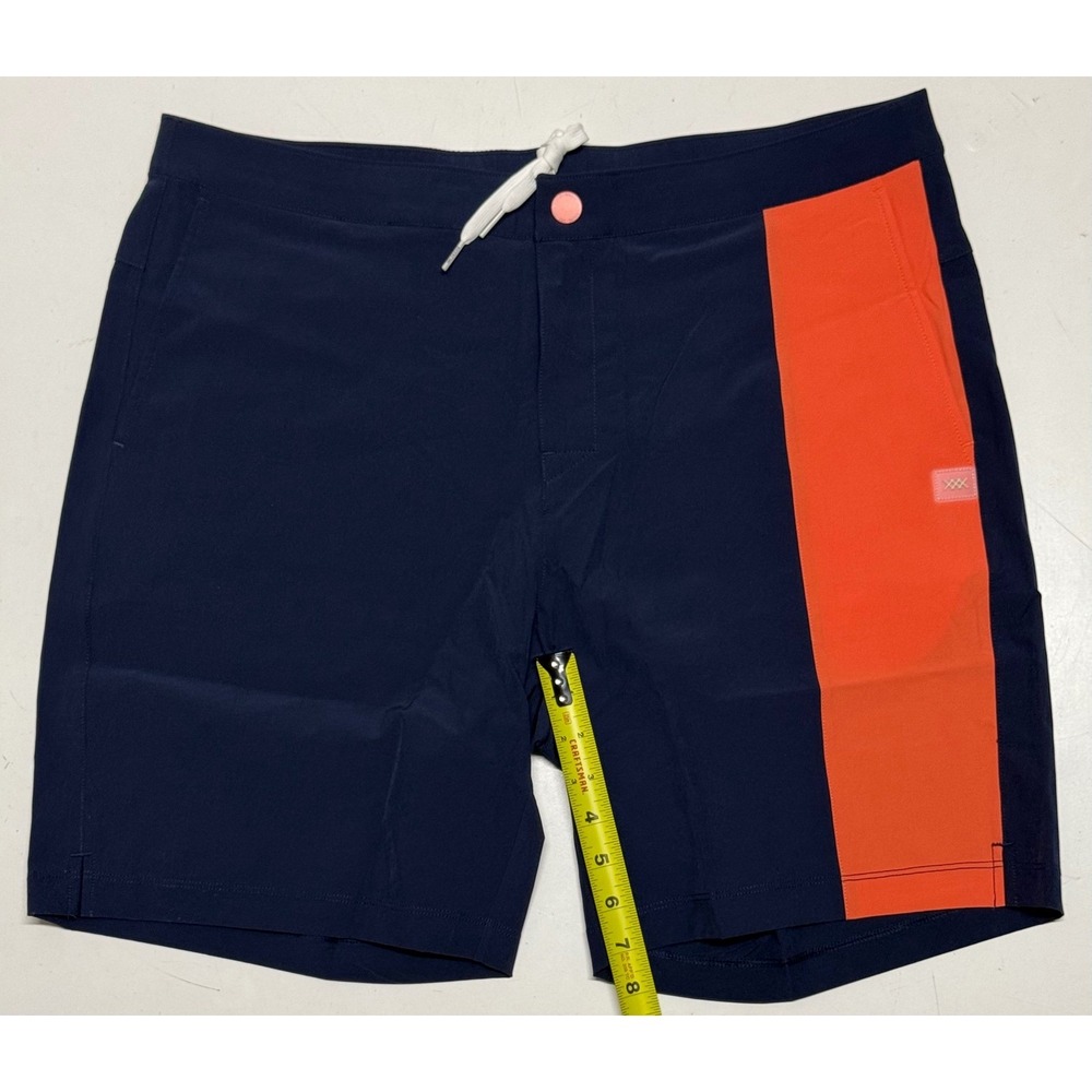 Rhone Barrier Swim Shorts Mens Large Navy Emberglow Orange 6 Inch 101557-410 NWT